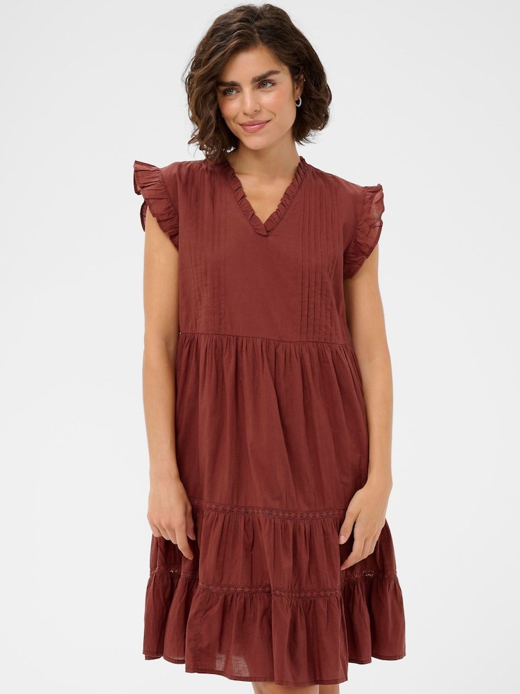 Kaffe Brown Kavalerie V-Neck Sleeveless Dress - Image 1 of 6 Kaffe Brown Kavalerie V-Neck Sleeveless Dress - Image 1 of 6