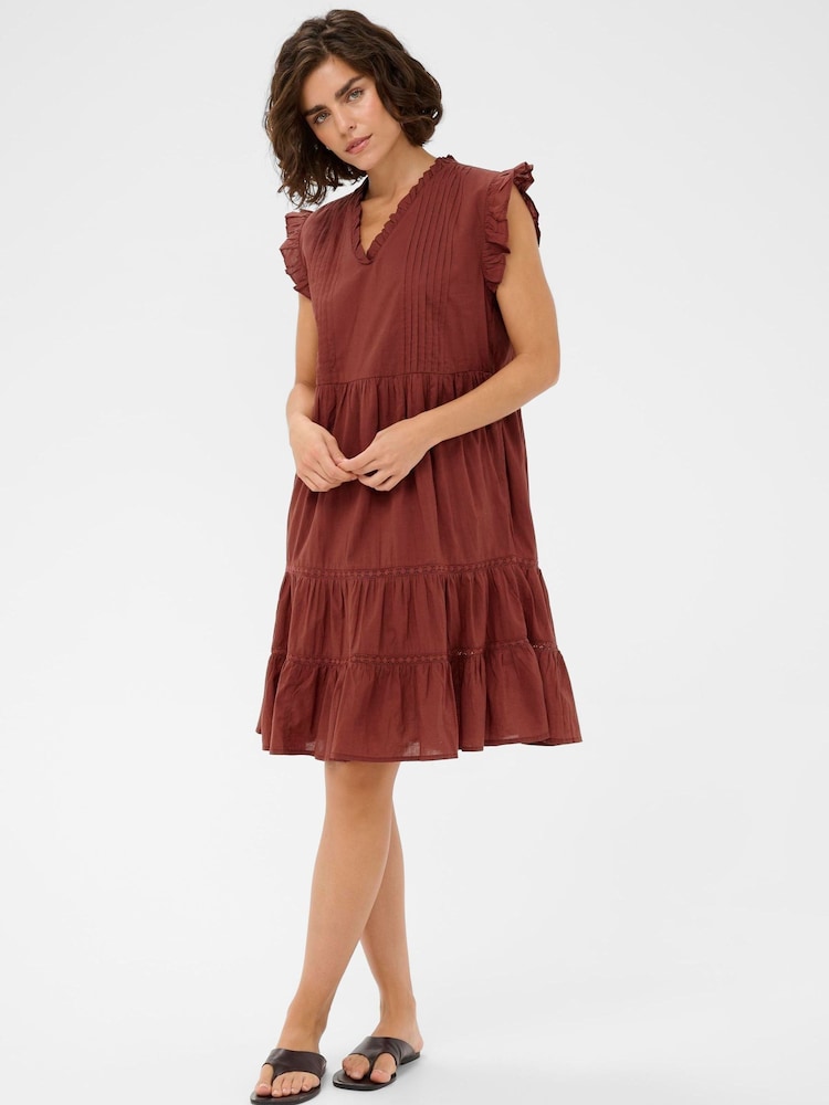 Kaffe Brown Kavalerie V-Neck Sleeveless Dress - Image 2 of 6 Kaffe Brown Kavalerie V-Neck Sleeveless Dress - Image 2 of 6