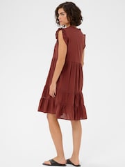 Kaffe Brown Kavalerie V-Neck Sleeveless Dress - Image 3 of 6