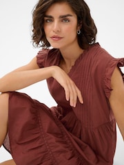 Kaffe Brown Kavalerie V-Neck Sleeveless Dress - Image 4 of 6