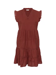 Kaffe Brown Kavalerie V-Neck Sleeveless Dress - Image 5 of 6