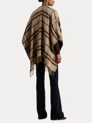 Lauren Ralph Lauren Brown Plaid & Logo Jacquard Reversible Ruana Cape Scarve - Image 5 of 8