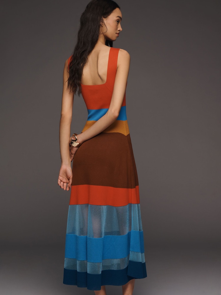 maeve sleeveless sequin stripe midi dress Maeve Sleeveless Sequin Stripe Midi Dress