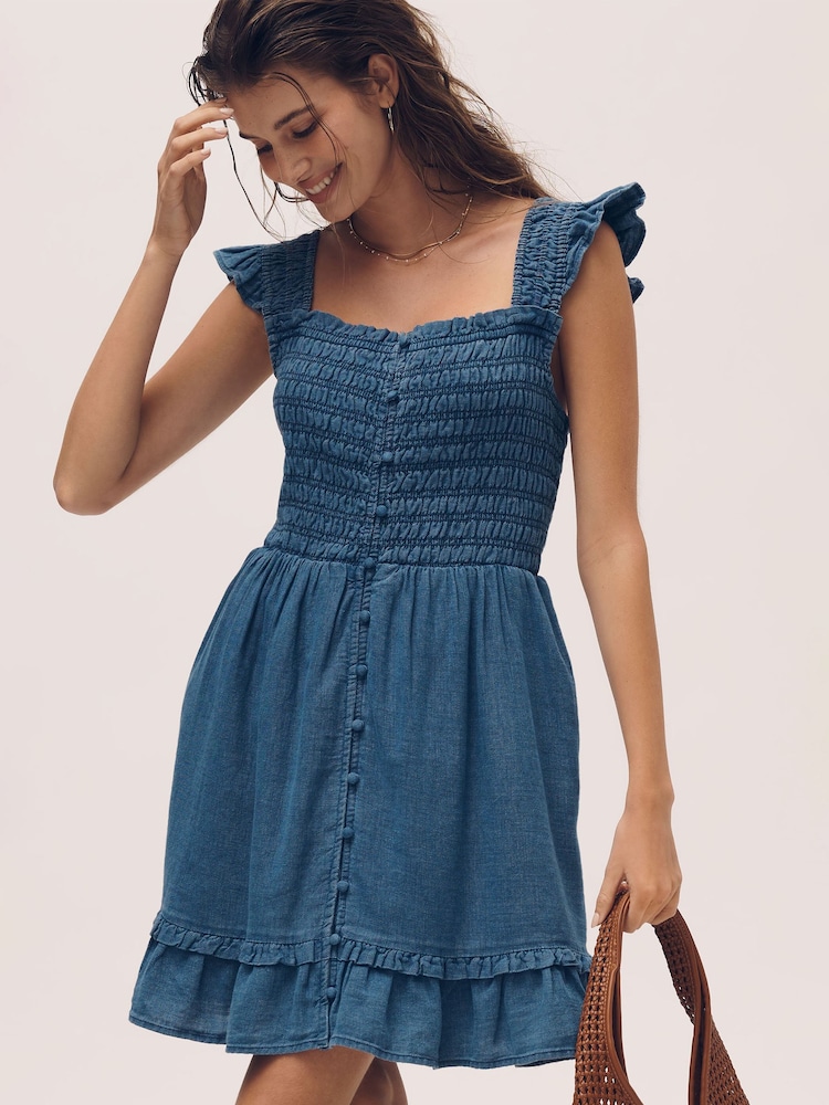 Anthropologie Blue The Peregrine Denim Mini Dress Anthropologie Blue The Peregrine Denim Mini Dress