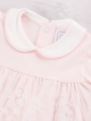 Emile Et Rose Pink Molly - Jersey Dress With Embroidered Tulle Overlay & Tights - Image 4 of 6