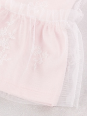 Emile Et Rose Pink Molly - Jersey Dress With Embroidered Tulle Overlay & Tights - Image 5 of 6