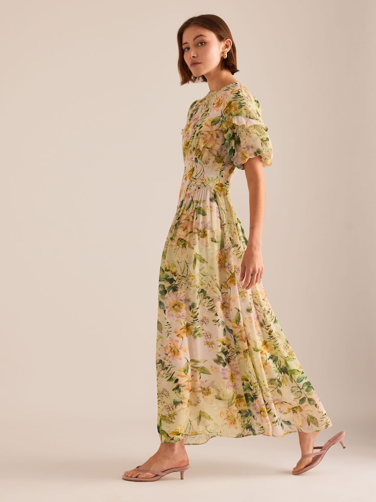 anthropologie bohemian dress Buy Green Fifi Floral Puff-Sleeve Maxi from Next USA and everyday REHEARSAL DINNER Boho wedding dress Navy Blue And Gold Size:US 11.5 / EU 44.5