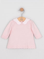 Emile Et Rose Pink Minny - Knitted Two-Piece With Large Embroidered Collar, Foot-in Leggings & Hat Set - Image 3 of 7