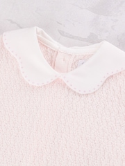 Emile Et Rose Pink Minny - Knitted Two-Piece With Large Embroidered Collar, Foot-in Leggings & Hat Set - Image 6 of 7