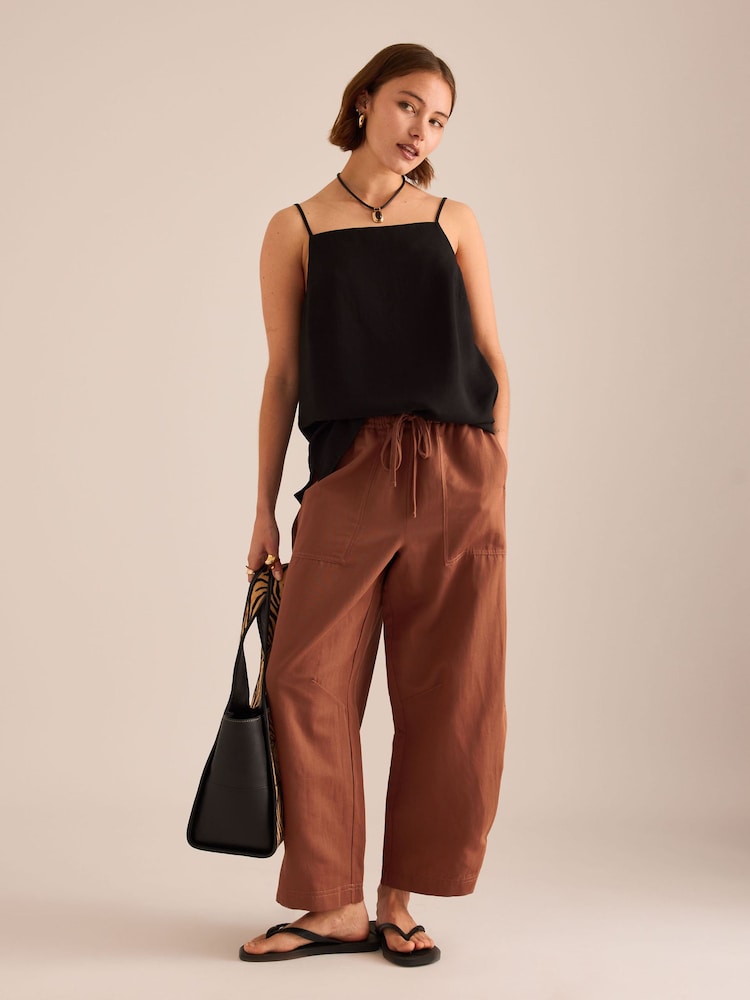 Anthropologie Brown Billie Barrel Trousers - Image 1 of 4