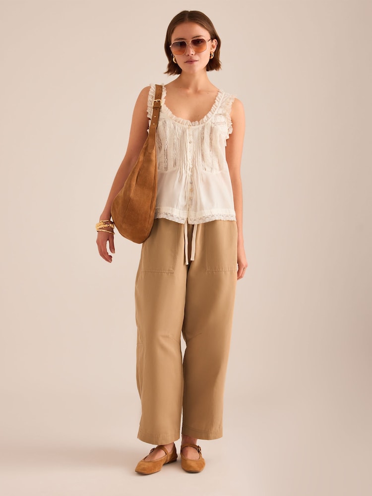 Anthropologie Natural Billie Barrel Trousers - Image 1 of 4 Anthropologie Natural Billie Barrel Trousers - Image 1 of 4