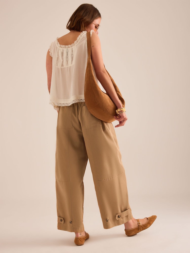 Anthropologie Natural Billie Barrel Trousers - Image 2 of 4 Anthropologie Natural Billie Barrel Trousers - Image 2 of 4