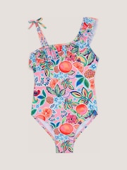 Monsoon Pink Fruit Print Asymmetrical Swimsuit - Image 1 of 2