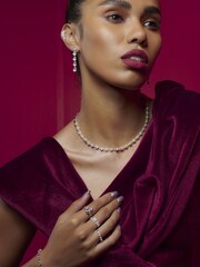 Jon Richard Silver Plated Tennis Crystal Drop Earring - Image 1 of 3