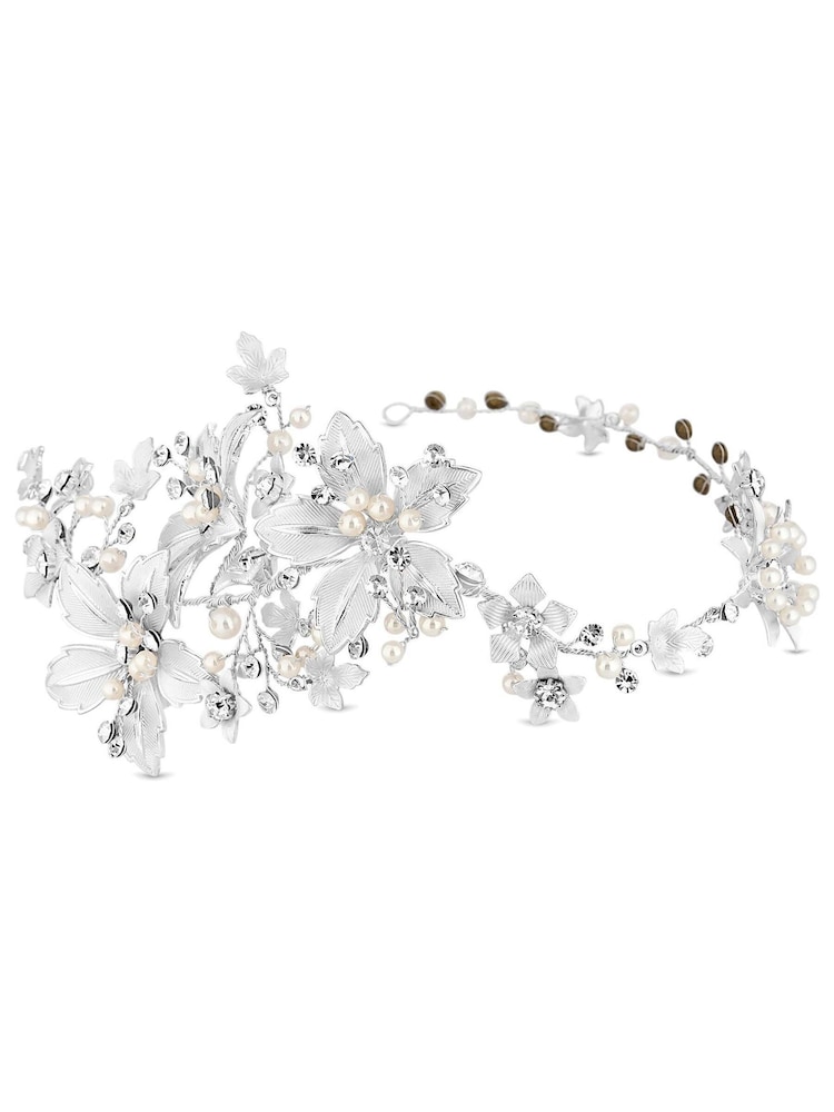 Jon Richard Silver Lila Silver Floral Crystal And Pearl Hair Vine - Gift Pouch - Image 1 of 2 Jon Richard Silver Lila Silver Floral Crystal And Pearl Hair Vine - Gift Pouch - Image 1 of 2