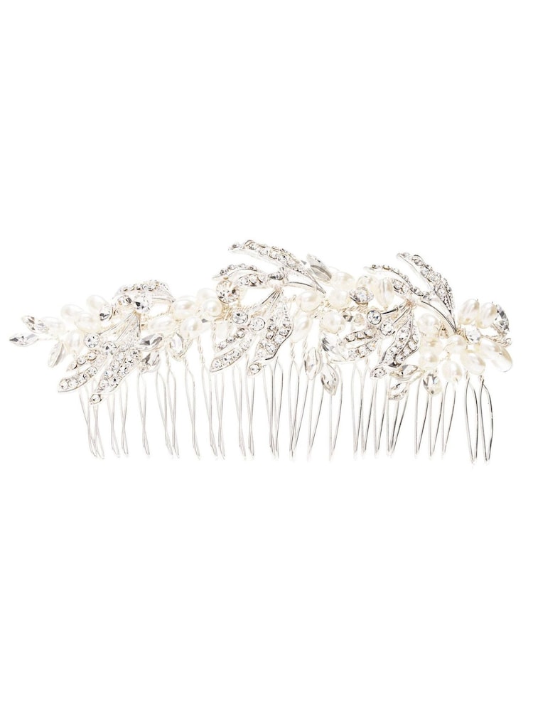 Jon Richard Silver Olive Leaf And Pearl Large Comb - Image 1 of 2 Jon Richard Silver Olive Leaf And Pearl Large Comb - Image 1 of 2