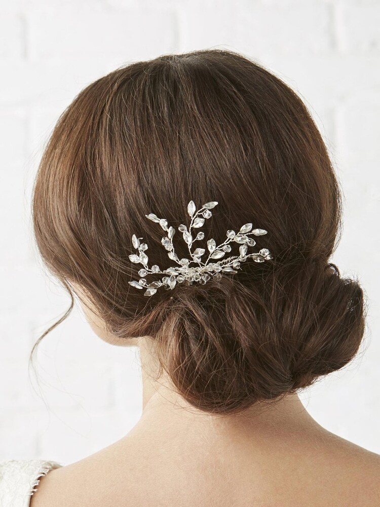Jon Richard Silver Plated Thea Clear Crystal Bead Spray Hair Comb - Image 3 of 3