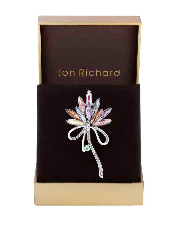 Jon Richard Silver Plated Pink Crystal Navette Decorative Brooch - Image 2 of 2