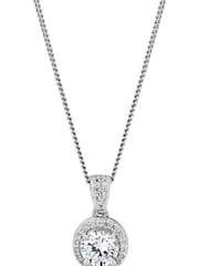 Simply Silver Sterling Silver 925 White Cubic Zirconia Clara Short Pendant Necklace - Image 1 of 3