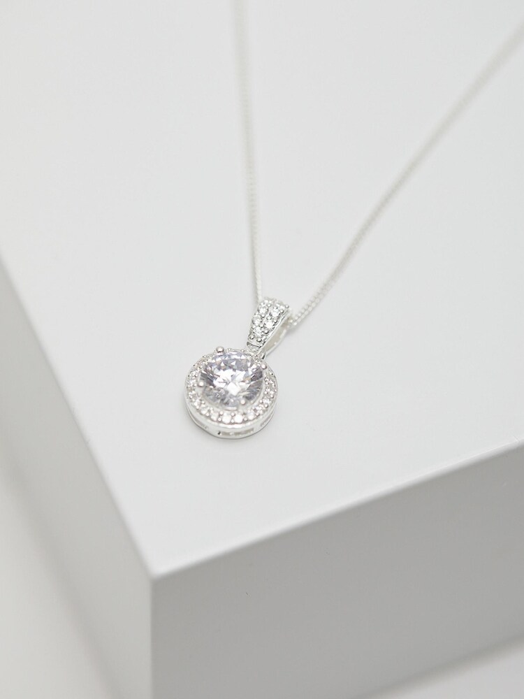 Simply Silver Sterling Silver 925 White Cubic Zirconia Clara Short Pendant Necklace - Image 2 of 3 Simply Silver Sterling Silver 925 White Cubic Zirconia Clara Short Pendant Necklace - Image 2 of 3