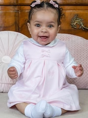 Emile Et Rose Pink Mitzi - Pinafore Dress With Embroidered Bows, Pleats and Body Vest or Top - Image 1 of 7