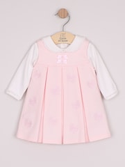 Emile Et Rose Pink Mitzi - Pinafore Dress With Embroidered Bows, Pleats and Body Vest or Top - Image 2 of 7