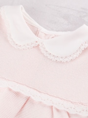 Emile Et Rose Pink Millie - Knitted Dress With Crocheted Edges, Large Collar & Tights - Image 4 of 5