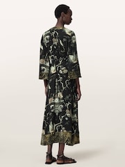 AllSaints Green Diana Wrap Dress - Image 5 of 6