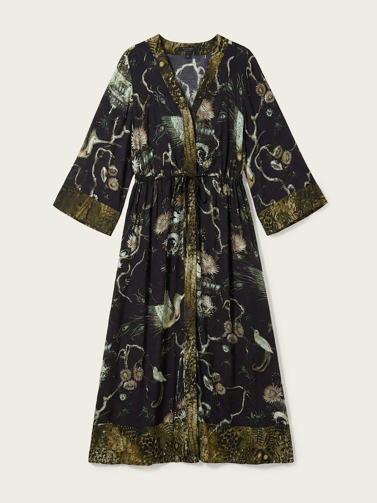 AllSaints Green Diana Wrap Dress - Image 6 of 6
