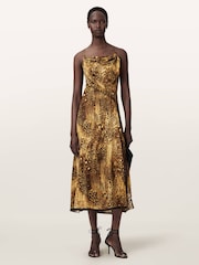 AllSaints Gold Claire Maxi Dress - Image 1 of 5