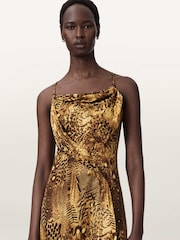 AllSaints Gold Claire Maxi Dress - Image 3 of 5
