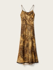 AllSaints Gold Claire Maxi Dress - Image 5 of 5