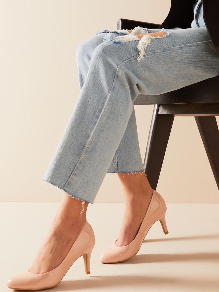 Friends Like These Nude Patent Regular Fit Low Heel Court Shoes - Image 1 of 4