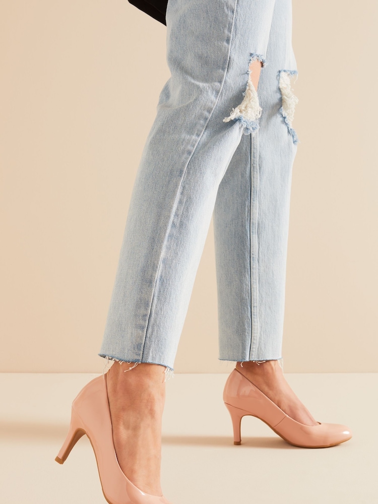 Friends Like These Nude Patent Regular Fit Low Heel Court Shoes - Image 2 of 4