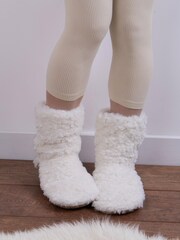 Totes Cream Faux Fur Slipper Socks - Image 1 of 5