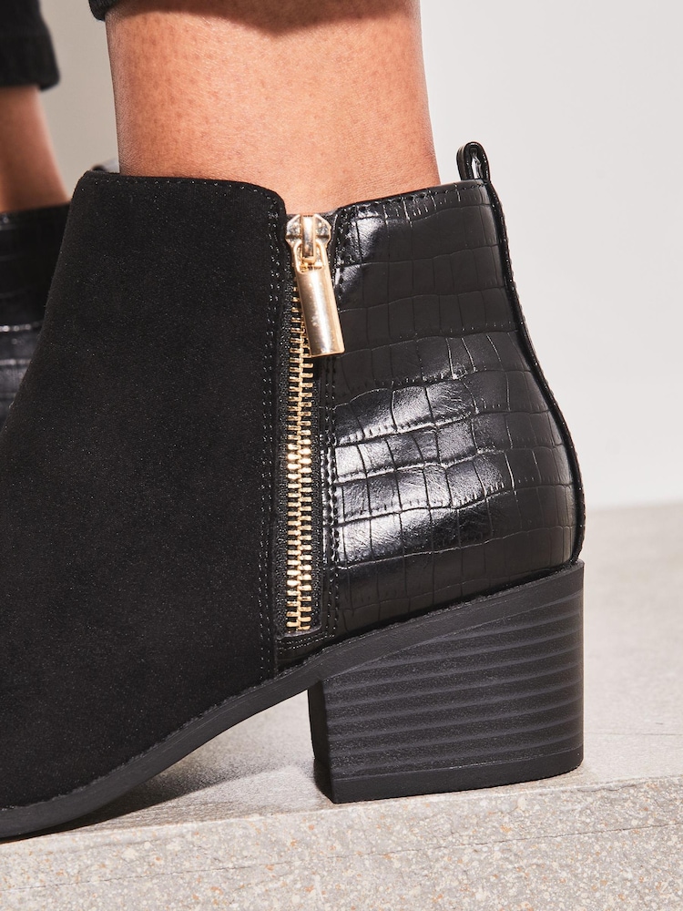 Lipsy Strukturierte Stiefeletten mit seitlichem Reissverschluss - Bild 2 von 4