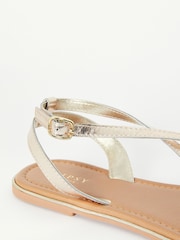 Lipsy Gold Embellished Beaded Leather Flat Sandal - Image 4 of 4