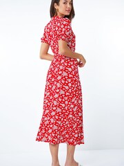Roman Red Ditsy Floral Print Jersey Fit & Flare Dress - Image 2 of 5