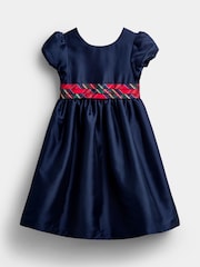 JoJo Maman Bébé Red Taffeta & Check Bow Party Dress - Image 1 of 4