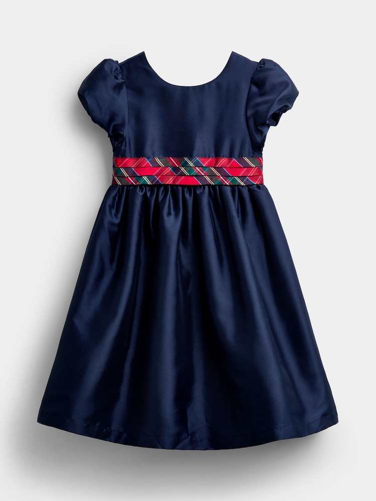 JoJo Maman Bébé Red Taffeta & Check Bow Party Dress - Image 1 of 4 JoJo Maman Bébé Red Taffeta & Check Bow Party Dress - Image 1 of 4