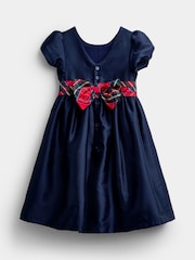 JoJo Maman Bébé Red Taffeta & Check Bow Party Dress - Image 2 of 4
