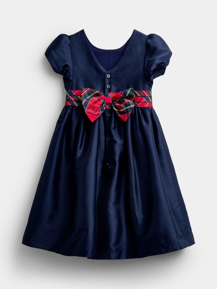 JoJo Maman Bébé Red Taffeta & Check Bow Party Dress - Image 2 of 4 JoJo Maman Bébé Red Taffeta & Check Bow Party Dress - Image 2 of 4