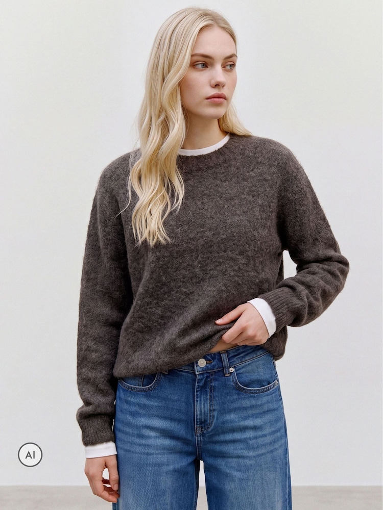 VERO MODA Brown Round Neck Cosy Knitted Jumper - Image 1 of 5 VERO MODA Brown Round Neck Cosy Knitted Jumper - Image 1 of 5