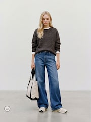 VERO MODA Brown Round Neck Cosy Knitted Jumper - Image 2 of 5