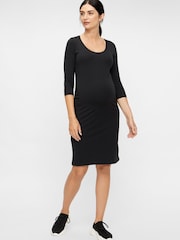 Mamalicious Black 3/4 Sleeve Maternity Dress - Image 3 of 5