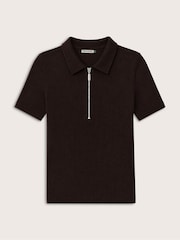 Baukjen Brown Ribbed Short-Sleeve Zip Top - Image 4 of 4