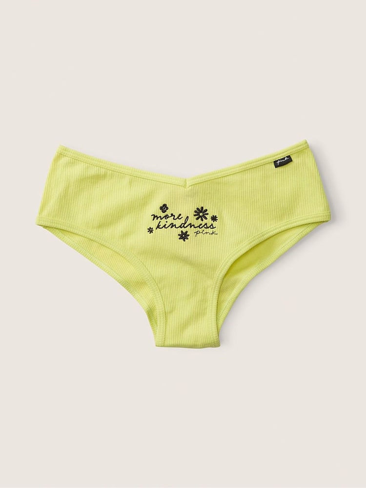 Victoria's Secret PINK Green Spring with Embroidery Yellow Cotton Cheeky Knickers - Image 1 of 1 Victoria's Secret PINK Green Spring with Embroidery Yellow Cotton Cheeky Knickers - Image 1 of 1