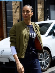 Baukjen Green Eve Cropped Bomber Jacket - Image 1 of 5