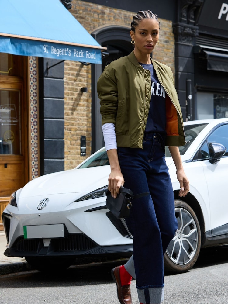 Baukjen Green Eve Cropped Bomber Jacket - Image 2 of 5