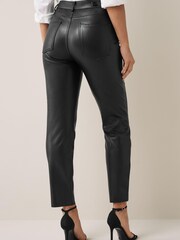 Only Black Petite High Waisted Faux Leather Workwear Trousers - Image 2 of 5
